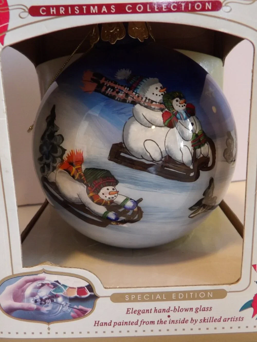 +- American Heritage Christmas Ornaments Set of 3 Hand Painted Blown Glass